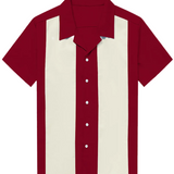 Chemise à Manches Courtes de Style Rétro des Années 50 avec Col Cubain pour Hommes en Couleur Bleue