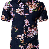 Chemise à Manches Courtes en Coton avec Motif Floral pour Hommes