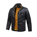Veste en Cuir Rembourrée en Fleece Rétro