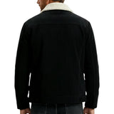 Veste en velours pour homme avec col en sherpa et pressions - Noir