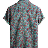 Chemise Vintage à Manches Courtes en Coton avec Motif Paisley pour Hommes