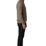 Pull homme à demi-zip et col montant – Taupe Brun