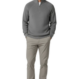 Pull homme à demi-zip et col montant – Gris