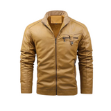 Veste en Cuir avec Doublure en Fleece Rétro