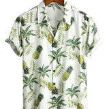 Chemise en Coton d'Été pour Hommes avec Motif Tropical d'Ananas