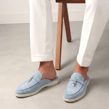 Mules en Suède Bleu Méditerranéen