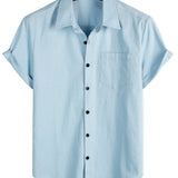 Chemise Décontractée à Manches Courtes en Coton pour Hommes