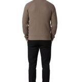 Pull homme à demi-zip et col montant – Taupe Brun