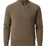 Pull homme à demi-zip et col montant – Taupe Brun