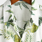 Chemise en Coton d'Été pour Hommes avec Motif Tropical d'Ananas