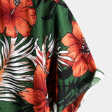 Chemise pour homme à manches courtes, verte à fleurs