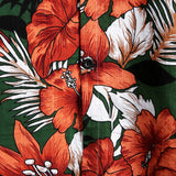 Chemise à Manches Courtes en Coton avec Fleurs Vertes Hawaïennes pour Hommes