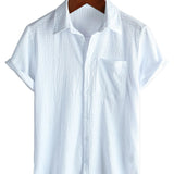 Chemise Casual à Manches Courtes en Coton pour Hommes pour l'Été
