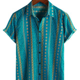 Chemise à Manches Courtes de Style Vintage des Années 70 avec Rayures pour Hommes