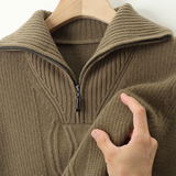 Pull zippé Taranto en laine Mérinos