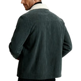 Veste pour homme en velours avec col en sherpa et pressions - Gris foncé