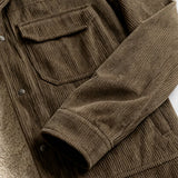Veste en velours pour homme avec col en sherpa et pressions - Café brun