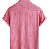 Chemise à Manches Courtes en Coton avec Poche pour Hommes à Rayures Noires, Respirante