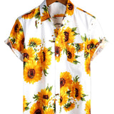 Chemise en Coton à Manches Courtes pour Hommes avec Poche Tournesol