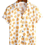 Chemise Noire à Manches Courtes en Coton Hawaii pour Hommes