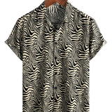 Chemise Vintage pour Homme avec Motif Tigre, Légère pour les Vacances à la Plage, Manches Courtes et Boutons