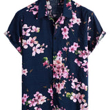 Chemise à Manches Courtes en Coton avec Motif Floral pour Hommes