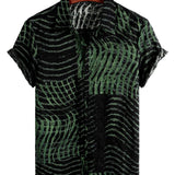 Chemise à Manches Courtes Rayée en Coton pour Hommes