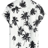 Chemise d'Été Blanche à Manches Courtes de Style Hawaïen avec Motif Tropical pour Hommes