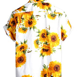 Chemise en Coton à Manches Courtes pour Hommes avec Poche Tournesol