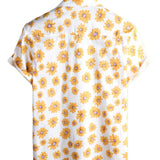 Chemise Hawaïenne Jaune pour Homme à Manches Courtes