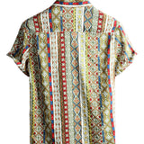 Chemise Retro en Coton à Manches Courtes Boho pour Hommes