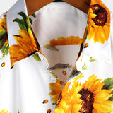 Chemise en Coton à Manches Courtes pour Hommes avec Poche Tournesol