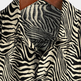 Chemise Vintage pour Homme avec Motif Tigre, Légère pour les Vacances à la Plage, Manches Courtes et Boutons