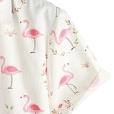 Chemise à manches courtes en coton avec imprimé flamants roses pour hommes