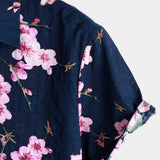 Chemise à Manches Courtes en Coton avec Motif Floral pour Hommes