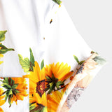 Chemise en Coton à Manches Courtes pour Hommes avec Poche Tournesol