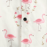 Chemise à manches courtes en coton avec imprimé flamants roses pour hommes