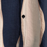 Chemise en Coton pour Homme de Style Rétro à Rayures d'Été Bleu Marine à Manches Courtes avec Boutons