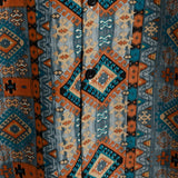 Chemise à Manches Courtes en Coton avec Boutons et Motif Azteque des Années 70.