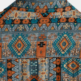 Chemise à Manches Courtes en Coton avec Boutons et Motif Azteque des Années 70.