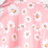Chemise à Manches Courtes en Coton de Style Hawaïen pour Hommes en Rose avec des Marguerites
