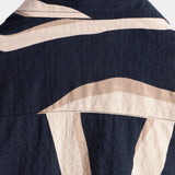 Chemise en Coton pour Homme de Style Rétro à Rayures d'Été Bleu Marine à Manches Courtes avec Boutons