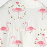 Chemise à manches courtes en coton avec imprimé flamants roses pour hommes