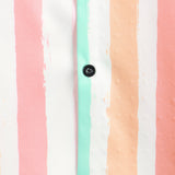 Chemise d'Été pour Homme en Coton à Rayures Verticales Roses et Blanches avec Boutons et Poche, Manches Courtes