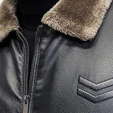 Gilles | Veste effet cuir noire col sherpa