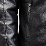 Gilles | Veste effet cuir noire col sherpa