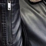 Gilles | Veste effet cuir noire col sherpa