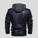 Pierre | Blouson effet cuir marron capuche bordeaux