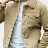 Maxime | Blouson aviateur vert olive col sherpa gris