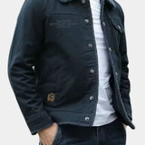Maxime | Blouson aviateur vert olive col sherpa gris
